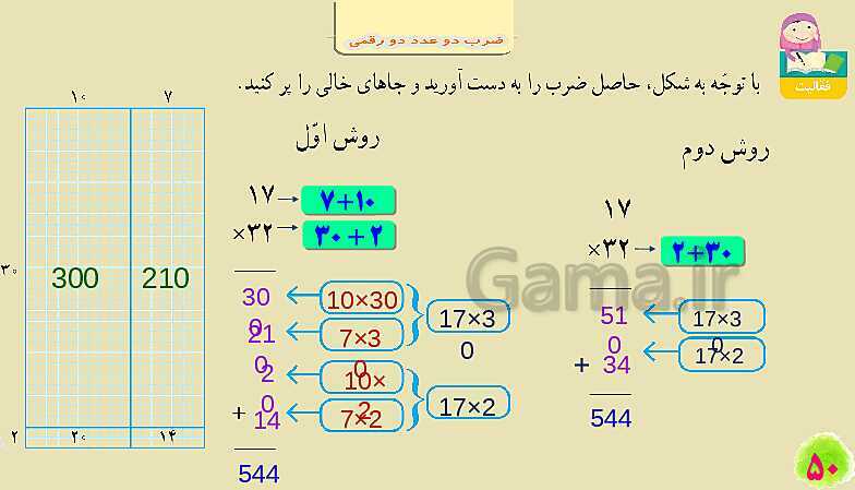 پاورپوینت فصل سوم ضرب و تقسیم قسمت 2 ضرب دو عدد دو رقمی- پیش نمایش