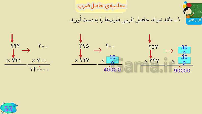 پاورپوینت فصل سوم ضرب و تقسیم قسمت 3 محاسبه ی حاصل ضرب- پیش نمایش