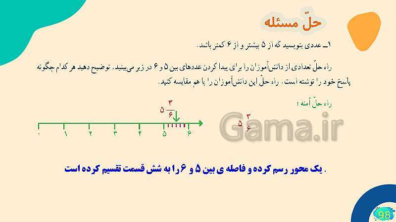 پاورپوینت فصل 5 عدد مخلوط و عدد اعشاری قسمت 1 حل مسئله- پیش نمایش