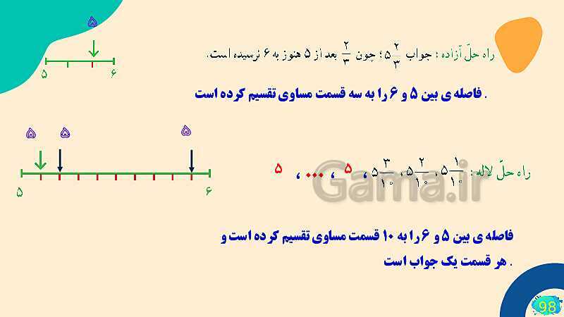 پاورپوینت فصل 5 عدد مخلوط و عدد اعشاری قسمت 1 حل مسئله- پیش نمایش