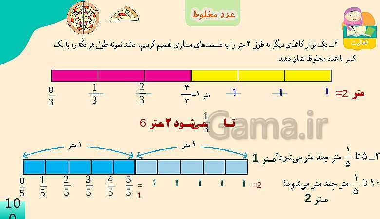 پاورپوینت فصل 5 عدد مخلوط و عدد اعشاری قسمت 2 عدد مخلوط- پیش نمایش