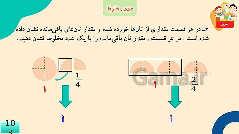 پاورپوینت فصل 5 عدد مخلوط و عدد اعشاری قسمت 2 عدد مخلوط- پیش نمایش