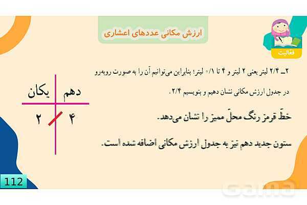 پاورپوینت فصل 5 عدد مخلوط و عدد اعشاری قسمت 5 ارزش مکانی عدد اعشاری- پیش نمایش