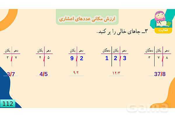 پاورپوینت فصل 5 عدد مخلوط و عدد اعشاری قسمت 5 ارزش مکانی عدد اعشاری- پیش نمایش