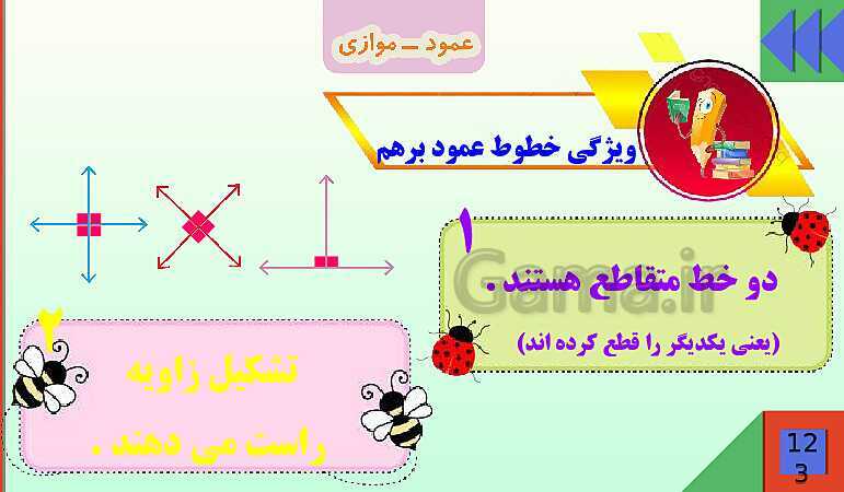 پاورپوینت فصل 6 شکل های هندسی قسمت 2 عمود ـ موازی- پیش نمایش