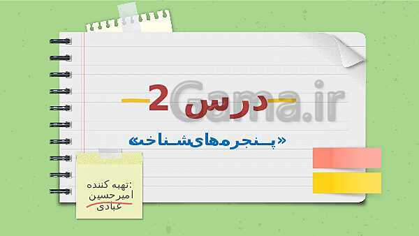 پاورپوینت تدریس فارسی ششم دبستان | درس 2: پنجره‌های شناخت- پیش نمایش