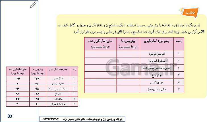 درس افزار و راهنمای حل کلیه تمرین‌ها و فکر کنید ها فیزیک هفتم- پیش نمایش