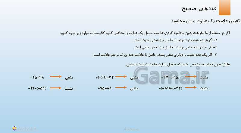 پاورپوینت تدریس تعیین علامت حاصل جمع و تفریق عددهای صحیح | ریاضی هفتم- پیش نمایش