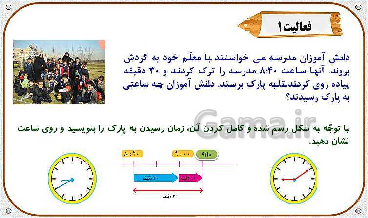 پاورپوینت ریاضی چهارم دبستان | اندازه‌گیری زمان- پیش نمایش
