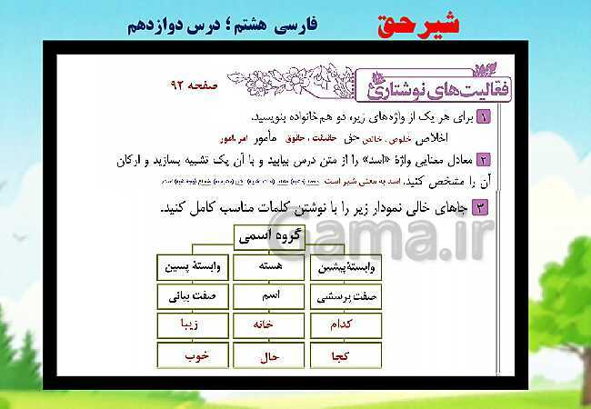 پاورپوینت فارسی پایه‌ی هشتم | درس 12: شیر حق- پیش نمایش