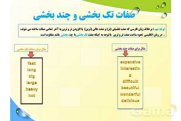 پاورپوینت آموزش ساده و تصویری گام به گام صفات تساوی، تفضیلی و عالی- پیش نمایش