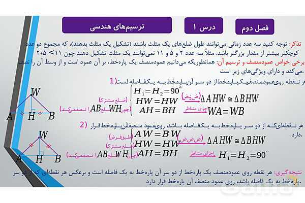 پاورپوینت آموزشی فصل دوم درس 1 و 2 | ترسیم های هندسی و استدلال و قضیه تالس- پیش نمایش