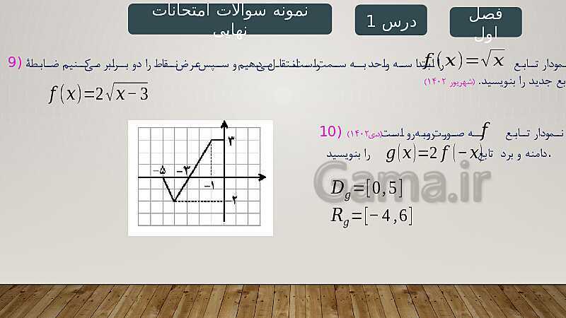 پاورپوینت آموزش فصل 1 ریاضی 3 تجربی: تابع- پیش نمایش