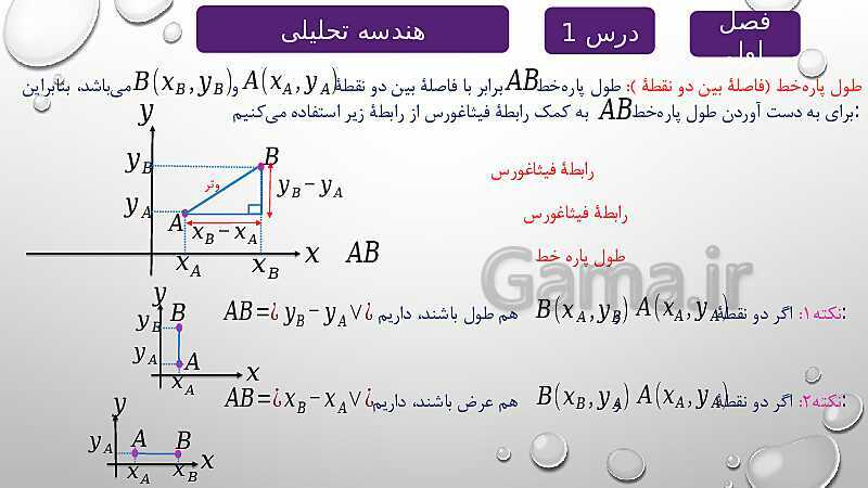 پاورپوینت آموزشی فصل اول درس 1 | هندسه تحلیلی- پیش نمایش