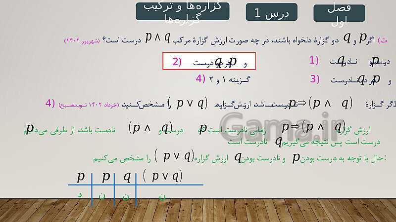 پاورپوینت حل نمونه سوالات امتحان نهایی فصل اول ریاضی و آمار 2 - پیش نمایش