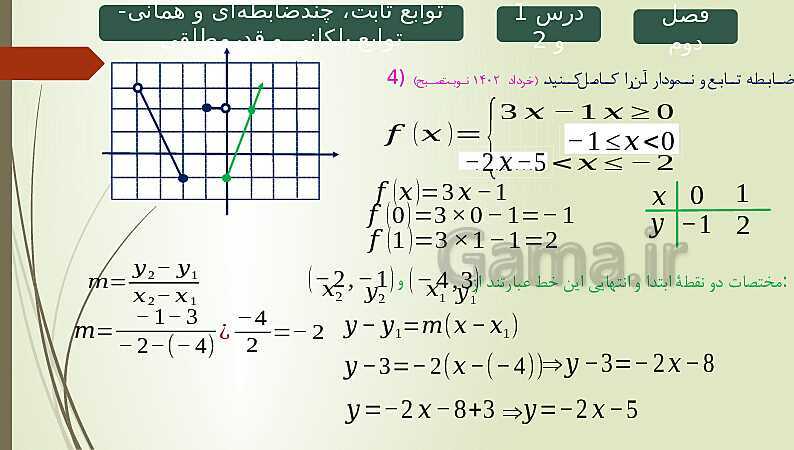 پاورپوینت حل نمونه سوالات امتحان نهایی فصل دوم ریاضی و آمار 2 - پیش نمایش