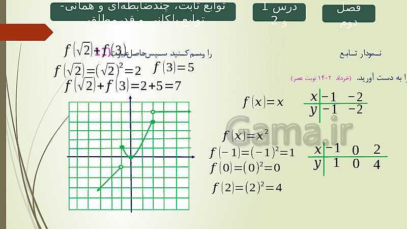 پاورپوینت حل نمونه سوالات امتحان نهایی فصل دوم ریاضی و آمار 2 - پیش نمایش