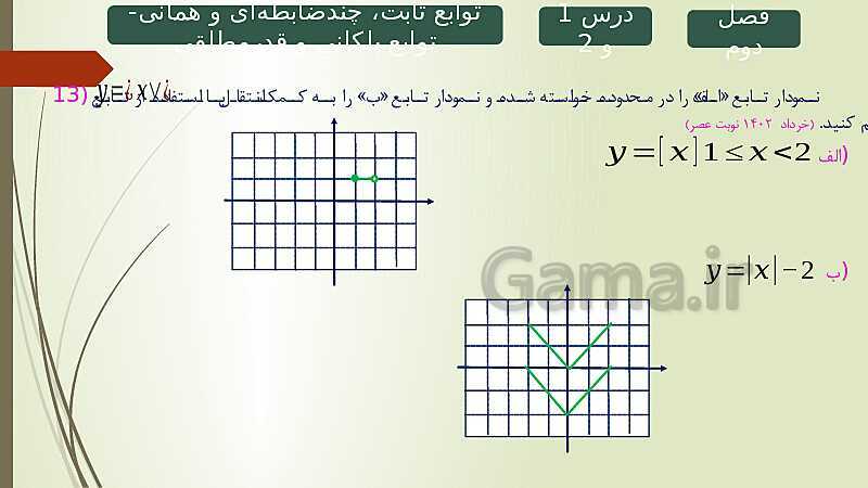 پاورپوینت حل نمونه سوالات امتحان نهایی فصل دوم ریاضی و آمار 2 - پیش نمایش