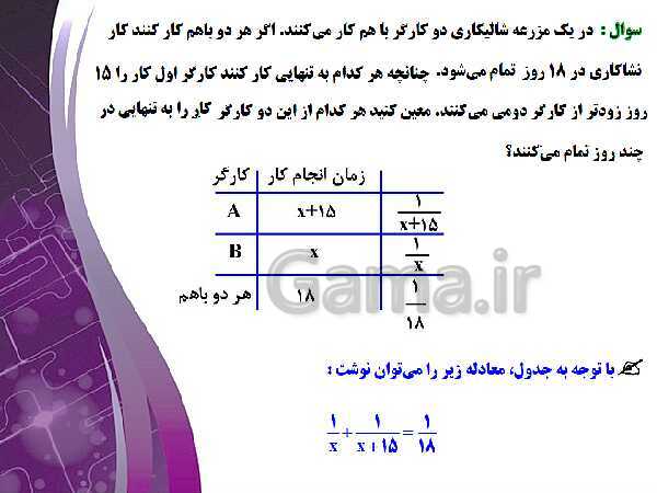 پاورپوینت آموزشی فصل اول : هندسه تحلیلی و جبر- پیش نمایش