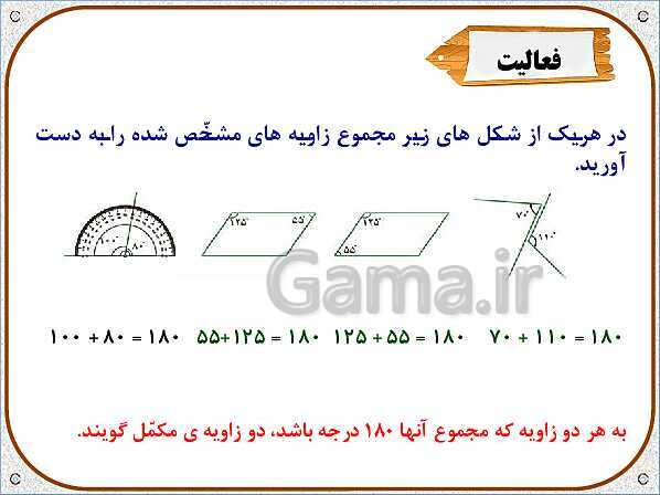 پاورپوینت ریاضی ششم دبستان | فصل 5: خط و زاویه- پیش نمایش