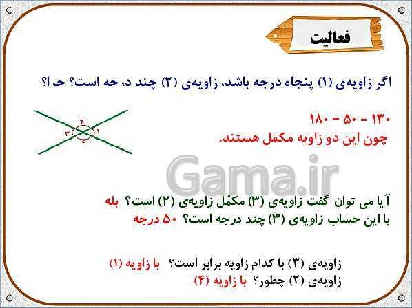 پاورپوینت ریاضی ششم دبستان | فصل 5: خط و زاویه- پیش نمایش