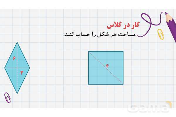 آموزش مساحت لوزی، ذوزنقه و متوازی الاضلاع | پاورپوینت ریاضی پنجم- پیش نمایش