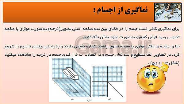 پاورپوینت کتاب نقشه کشی فنی رایانه ای  پودمان 3: رسم سه نما و پرسپکتیو با روش کاوالیر- پیش نمایش