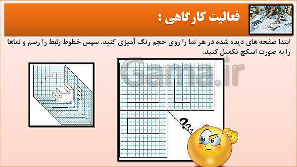 پاورپوینت کتاب نقشه کشی فنی رایانه ای  پودمان 3: رسم سه نما و پرسپکتیو با روش کاوالیر- پیش نمایش