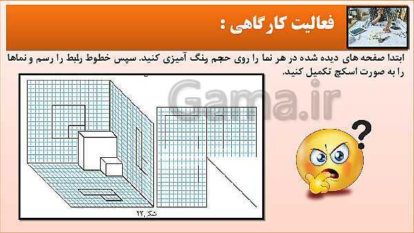 پاورپوینت کتاب نقشه کشی فنی رایانه ای  پودمان 3: رسم سه نما و پرسپکتیو با روش کاوالیر- پیش نمایش