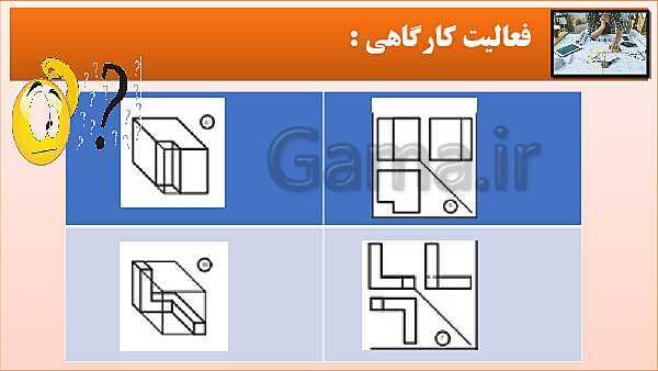 پاورپوینت کتاب نقشه کشی فنی رایانه ای  پودمان 3: رسم سه نما و پرسپکتیو با روش کاوالیر- پیش نمایش