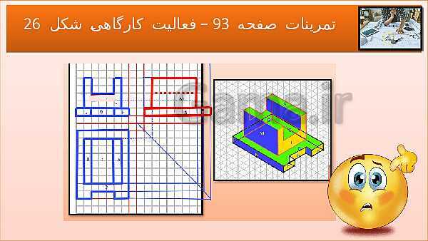 پاورپوینت کتاب نقشه کشی فنی رایانه ای  پودمان 3: رسم سه نما و پرسپکتیو با روش کاوالیر- پیش نمایش