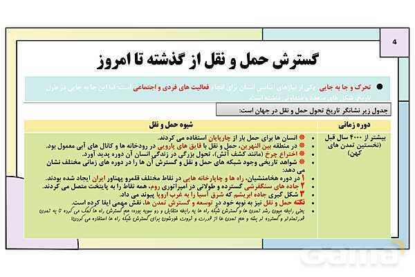 پاورپوینت تدریس درس سوم: ویژگی ها و انواع شیوه های حمل و نقل | جغرافیا 3 دوازدهم انسانی- پیش نمایش