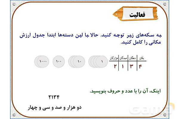 پاورپوینت ریاضی سوم دبستان | فصل 2: ارزش مکانی- پیش نمایش