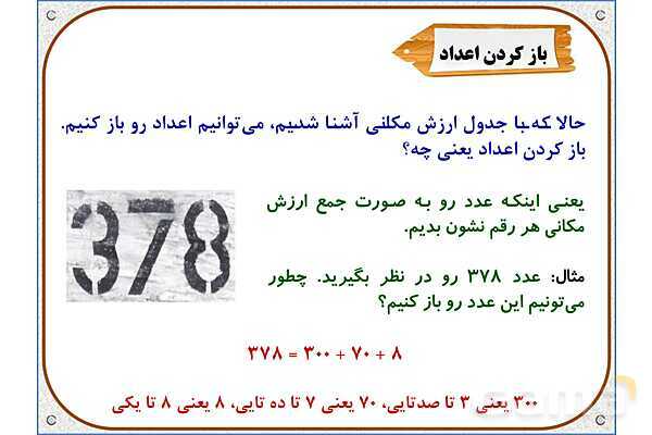 پاورپوینت ریاضی سوم دبستان | فصل 2: ارزش مکانی- پیش نمایش