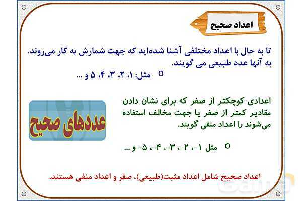 پاورپوینت ریاضی ششم دبستان | فصل 1: معرفی اعداد صحیح- پیش نمایش
