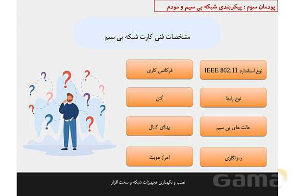 پاورپوینت پودمان 3 نصب و نگهداری تجهیزات شبکه و سخت افزار؛ پیکربندی شبکه بی سیم و مودم- پیش نمایش