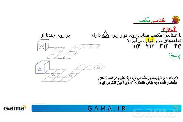 جمعبندی هوش تحلیلی بخش دوم (غلتاندن مکعب، وجههای روبه رو و وجه مقابل در تاس)- پیش نمایش