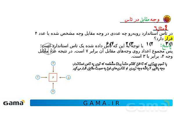 جمعبندی هوش تحلیلی بخش دوم (غلتاندن مکعب، وجههای روبه رو و وجه مقابل در تاس)- پیش نمایش