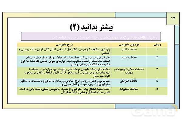 پاورپوینت درس 1: امنیت پایدار | کتاب درسی آمادگی دفاعی دوره دوم متوسطه- پیش نمایش