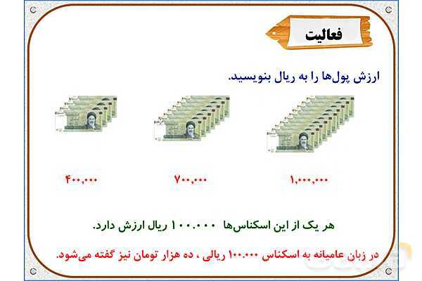 پاورپوینت ریاضی چهارم دبستان | معرفی میلیون- پیش نمایش