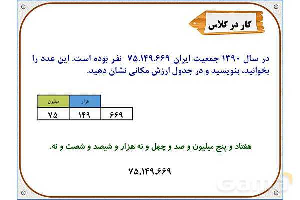 پاورپوینت ریاضی چهارم دبستان | معرفی میلیون- پیش نمایش