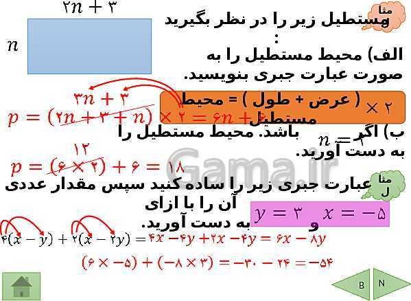 پاورپوینت تدریس ریاضی هفتم | فصل 3: جبر و معادله- پیش نمایش