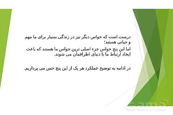 پاورپوینت کنفرانس حواس پنجگانه و اندامهای حسی- پیش نمایش