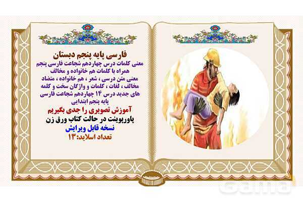 پاورپوینت درس 14 شجاعت فارسی پایه پنجم ابتدایی- پیش نمایش