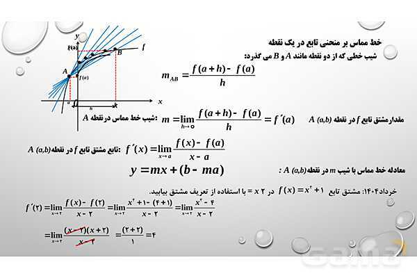پاورپوینت فصل چهارم ریاضی 3 دوازدهم تجربی: مشتق- پیش نمایش