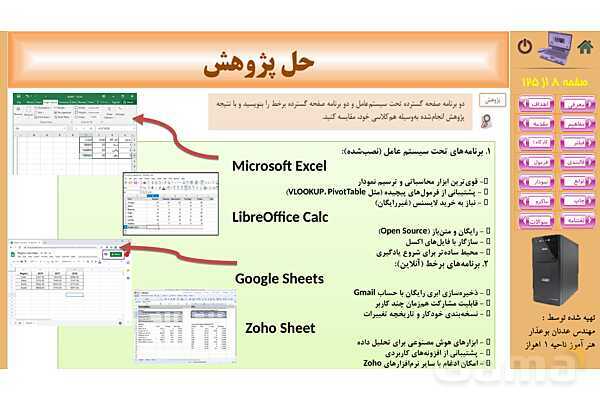 پاورپوینت پودمان 1: کار با نرم‌افزار صفحه گسترده | پیاده سازی سیستم های اطلاعاتی و طراحی وب رشته شبکه و نرم افزار- پیش نمایش