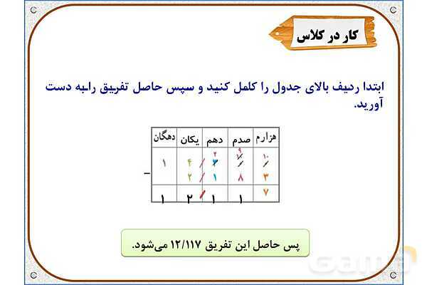 پاورپوینت ریاضی پنجم دبستان | فصل 5: تفریق عددهای اعشاری- پیش نمایش