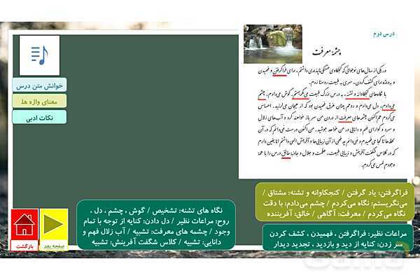 پاورپوینت کتاب محور درس 2 فارسی هفتم: چشمه معرفت- پیش نمایش
