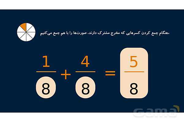 پاورپوینت آموزش مخرج مشترک گرفتن کسرها- پیش نمایش