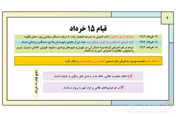 پاورپوینت درس 18: قیام 15 خرداد | کتاب درسی تاریخ معاصر ایران- پیش نمایش